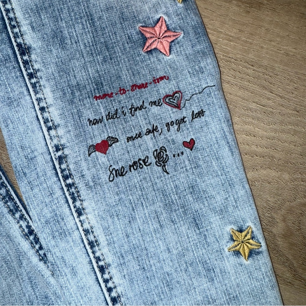 Odd Molly Groupie Cropped Jeans Painted & Embroidered Details Ankle Zip (31) - Picture 8 of 8